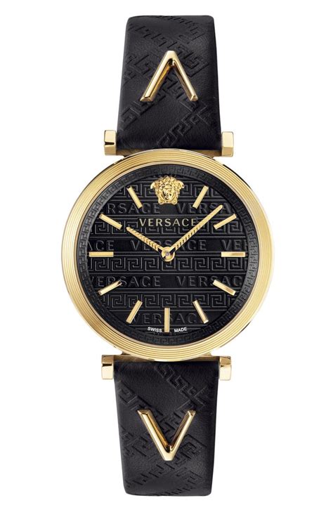 versace v-twist leather watch